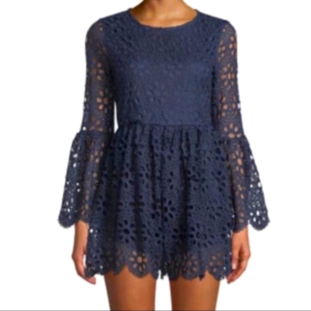 Free Generation Bell Sleeve Lace Romper